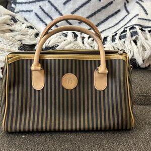 Vintage Fendi Pequin striped Boston Satchel